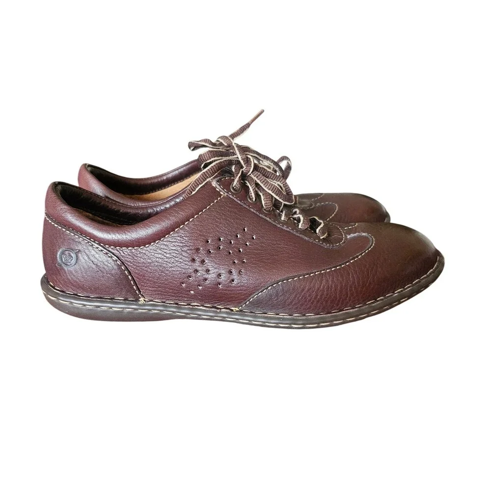 Born Brown Leather Oxford Shoes Womens 9 Comfort Lace-Up